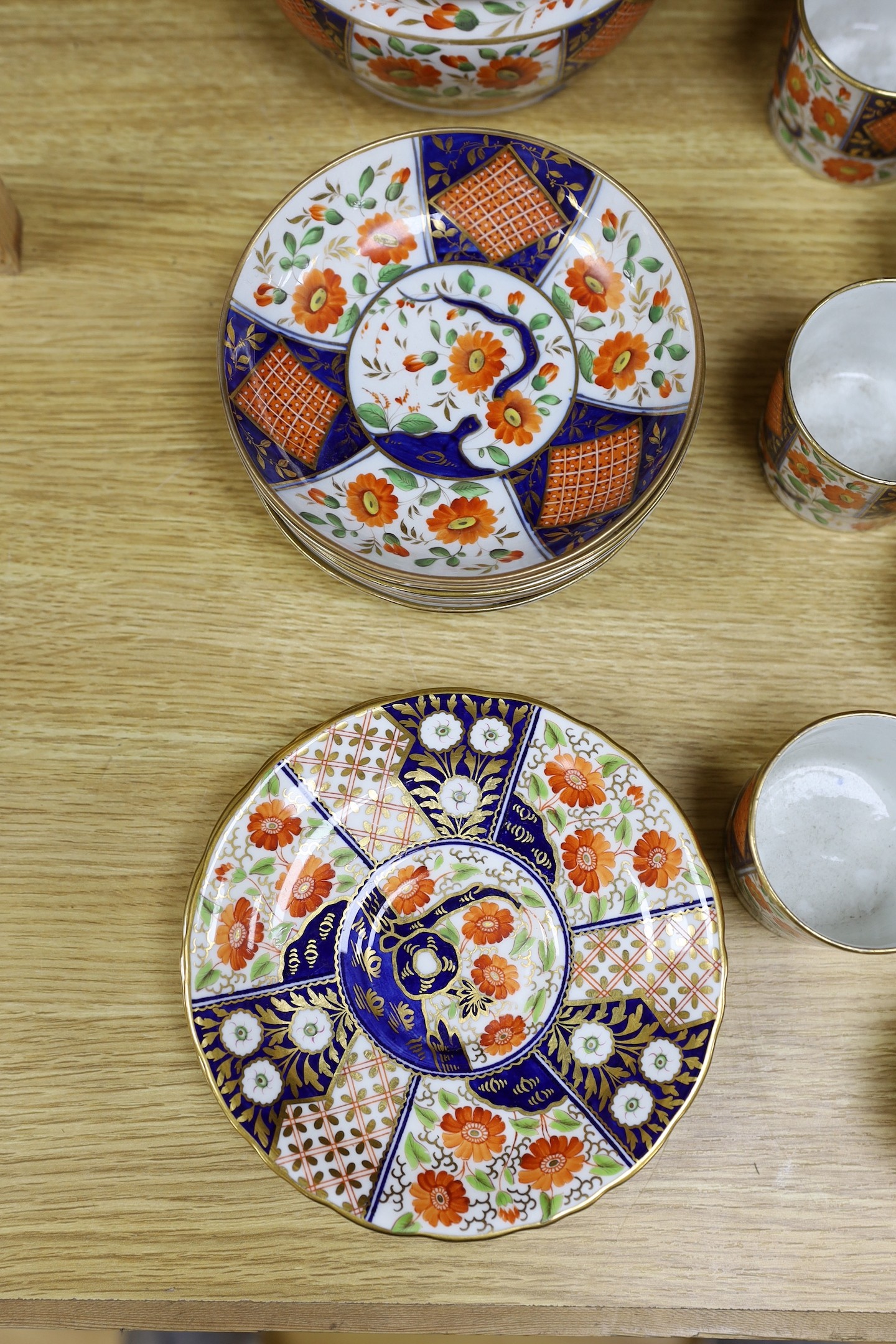A 19th century English porcelain part tea and coffee set, probably Coalport and a similar Wedgwood part set